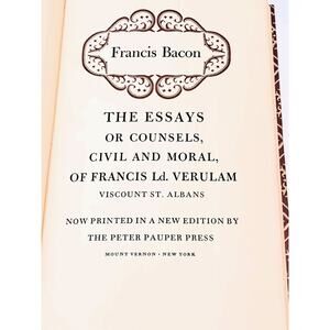 Francis Bacon - The Essays or Counsels: Civil & Moral of (1970 HC w/o DJ)